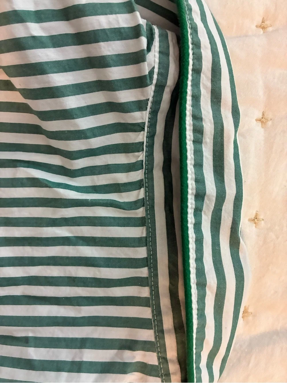 J. Crew Green and White Striped Button-Up Pajama Shirt